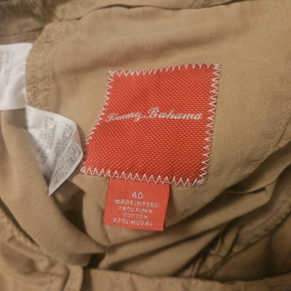 Tommy Bahama Shorts Mens 40 Khaki Tan Pima Cotton Modal Flat Front Casual Summer - Picture 4 of 6